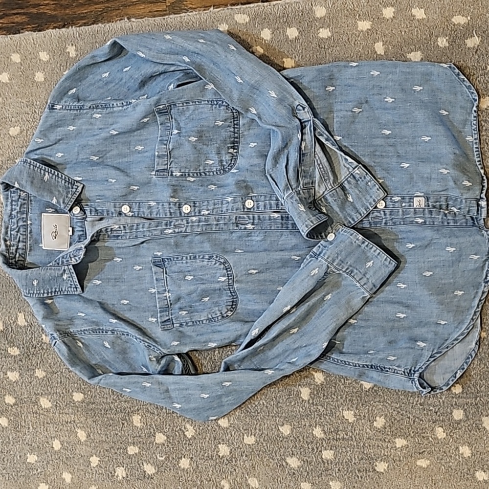 Rails button up with cactus pattern